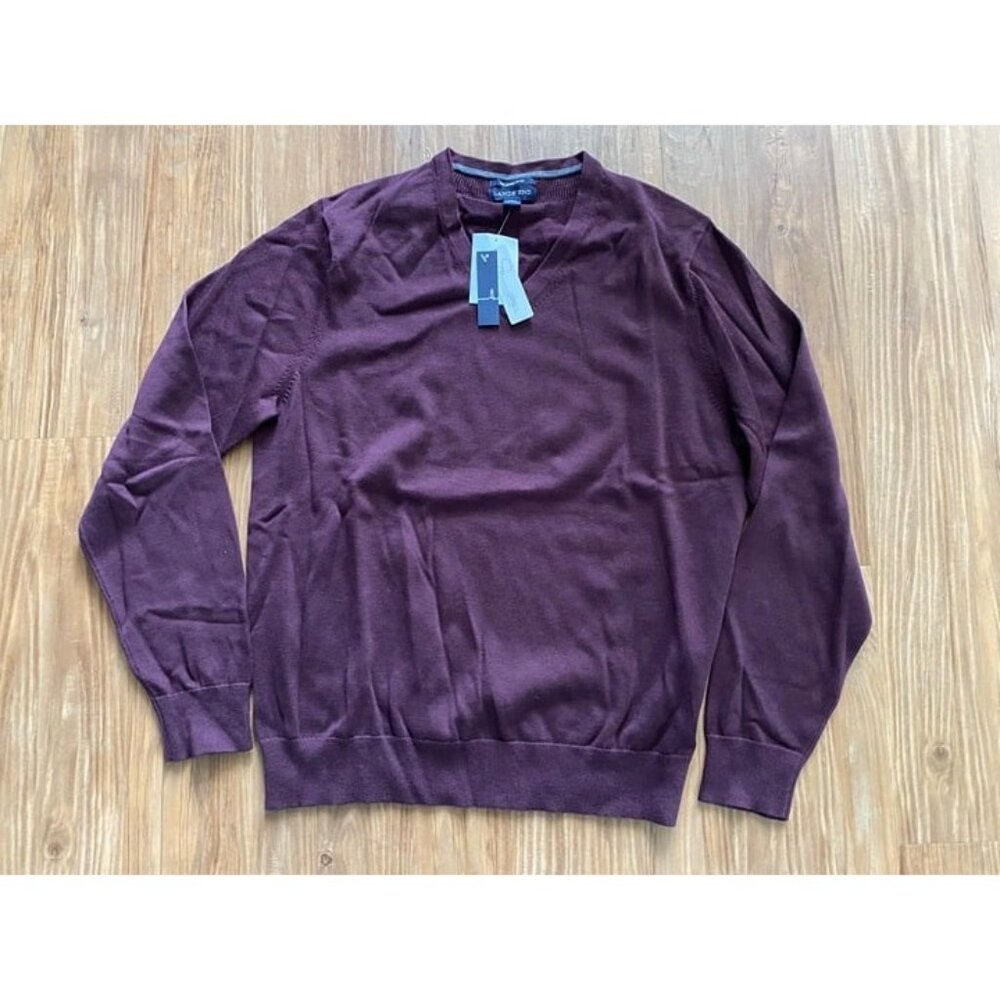 Land's End V-Neck Purple Men's Sweater (Medium)